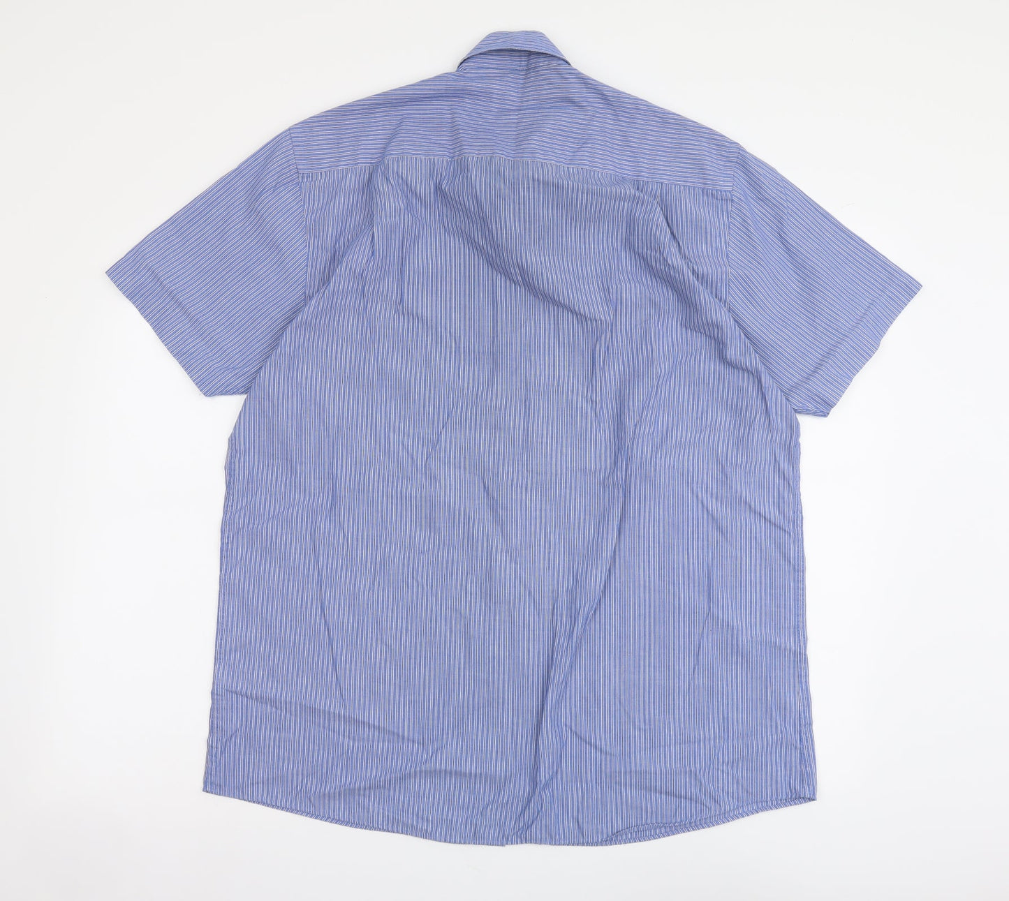 Mens UK Size 16.5 Cedar Wood State Blue  Button-Up Short Sleeve Casual Shirt