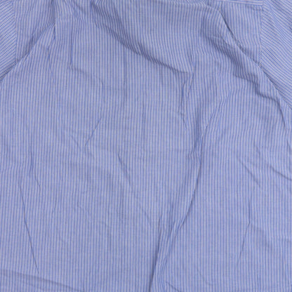 Mens UK Size 16.5 Cedar Wood State Blue  Button-Up Short Sleeve Casual Shirt
