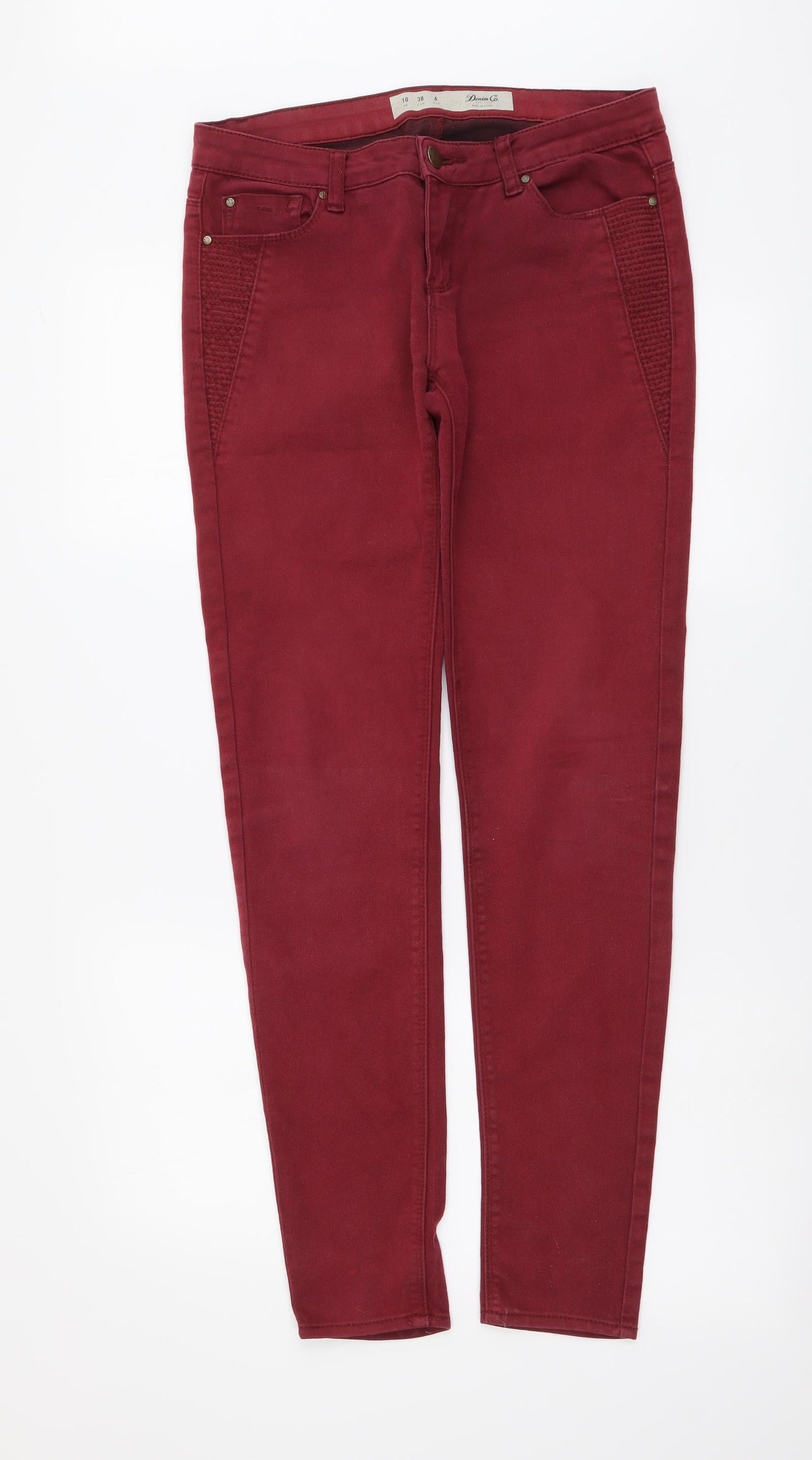 Denim & Co. Womens Red Cotton Skinny Jeans Size 10 L30 in Regular Button