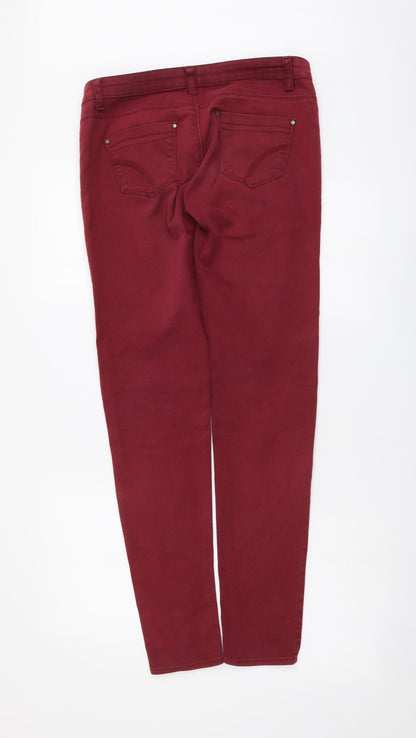 Denim & Co. Womens Red Cotton Skinny Jeans Size 10 L30 in Regular Button