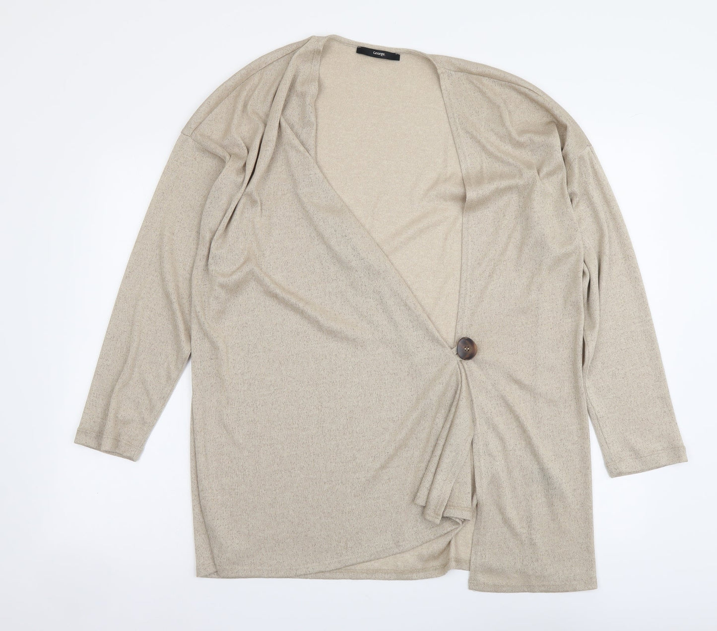 George Womens Beige V-Neck Polyester Cardigan Jumper Size 14