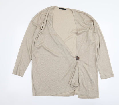 George Womens Beige V-Neck Polyester Cardigan Jumper Size 14