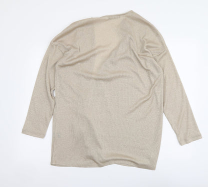 George Womens Beige V-Neck Polyester Cardigan Jumper Size 14