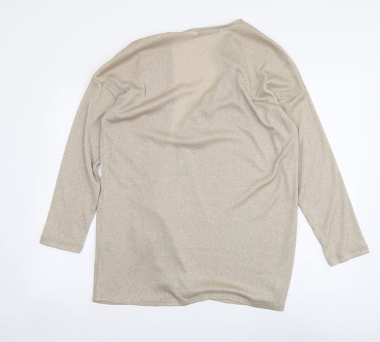 George Womens Beige V-Neck Polyester Cardigan Jumper Size 14