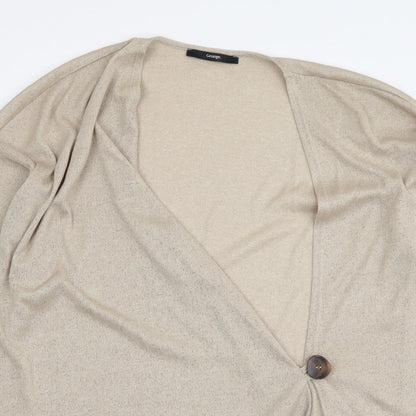 George Womens Beige V-Neck Polyester Cardigan Jumper Size 14