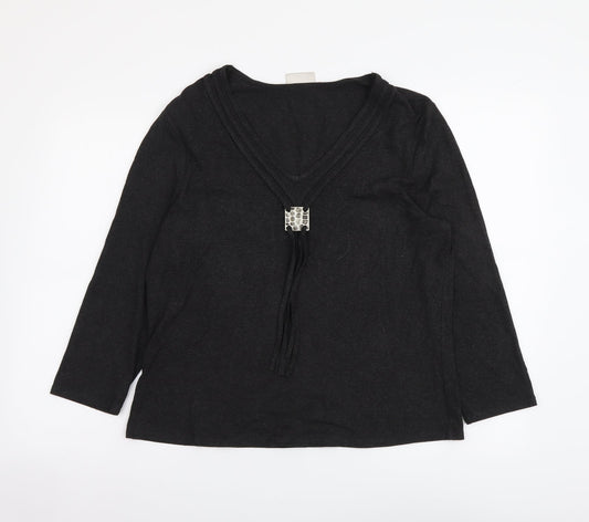 CC Womens Brown Viscose Basic Blouse Size M V-Neck