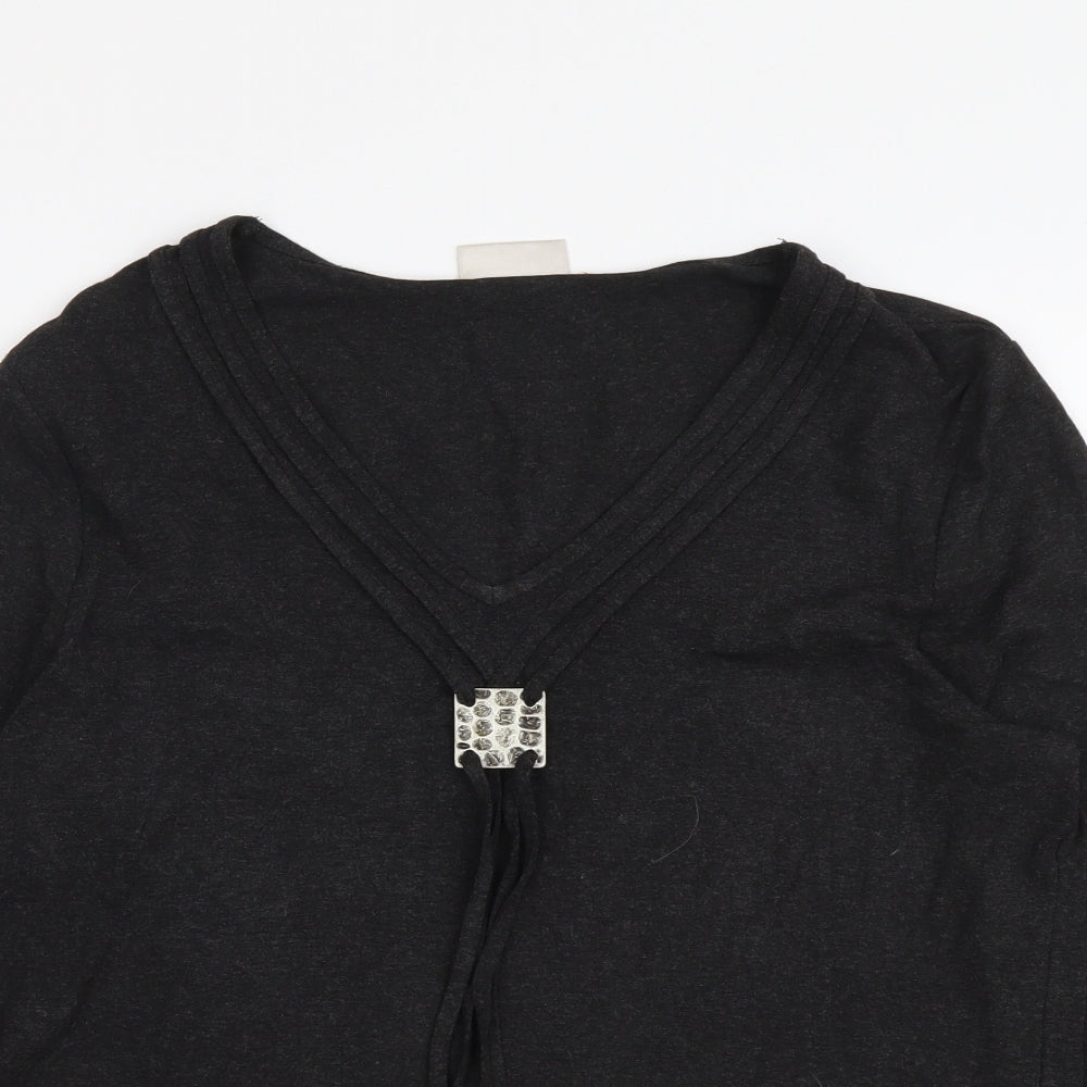 CC Womens Brown Viscose Basic Blouse Size M V-Neck