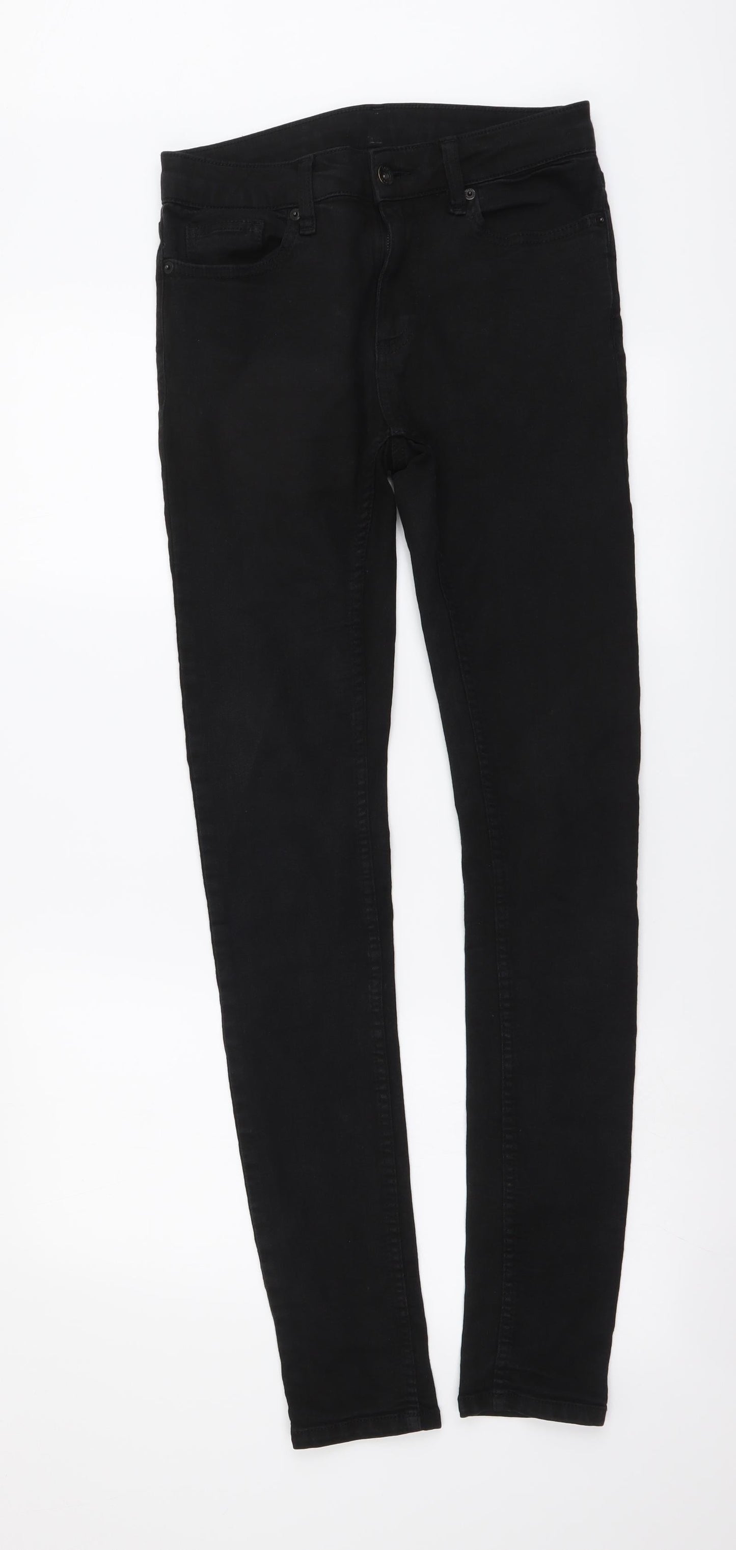 Topman Womens Black Cotton Skinny Jeans Size 30 in L30 in Regular Button