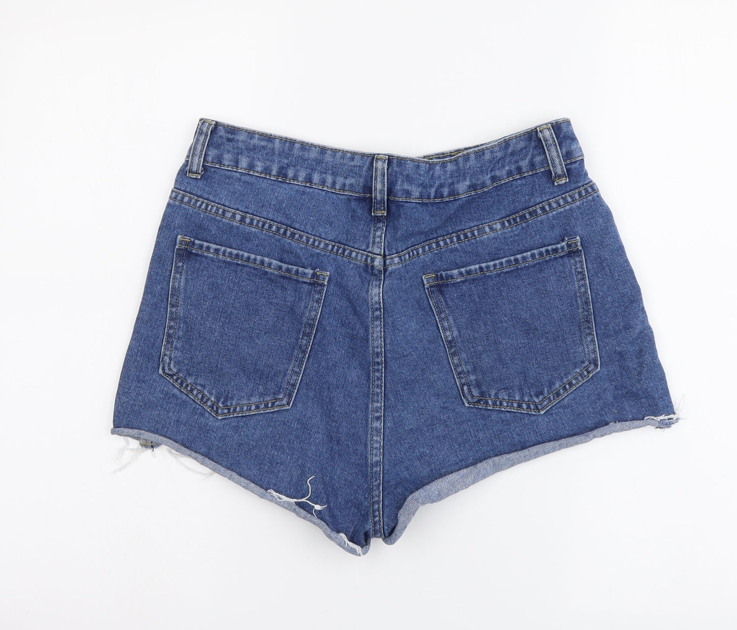 SheIn Womens Blue Cotton Hot Pants Shorts Size M L3 in Regular Button