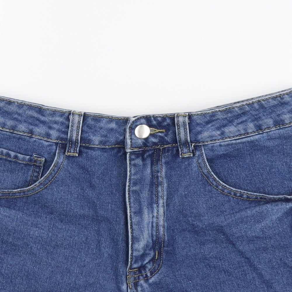 SheIn Womens Blue Cotton Hot Pants Shorts Size M L3 in Regular Button