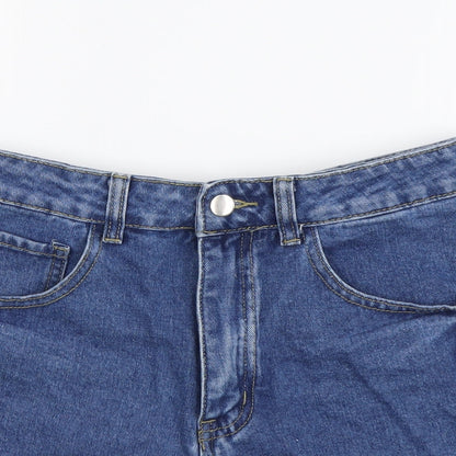 SheIn Womens Blue Cotton Hot Pants Shorts Size M L3 in Regular Button