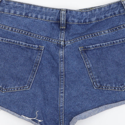 SheIn Womens Blue Cotton Hot Pants Shorts Size M L3 in Regular Button