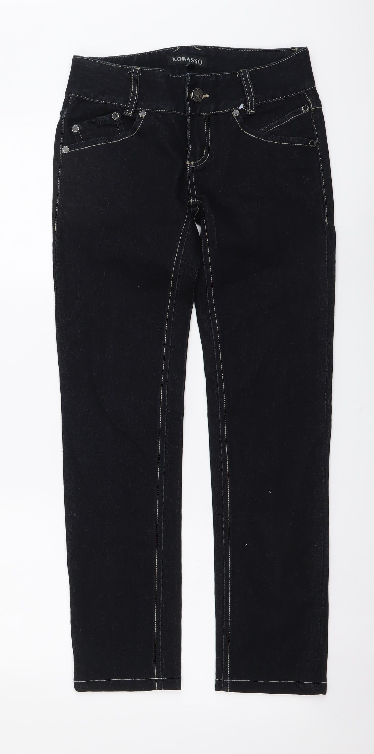 Kakasso Womens Blue Cotton Skinny Jeans Size 26 in L28 in Regular Button