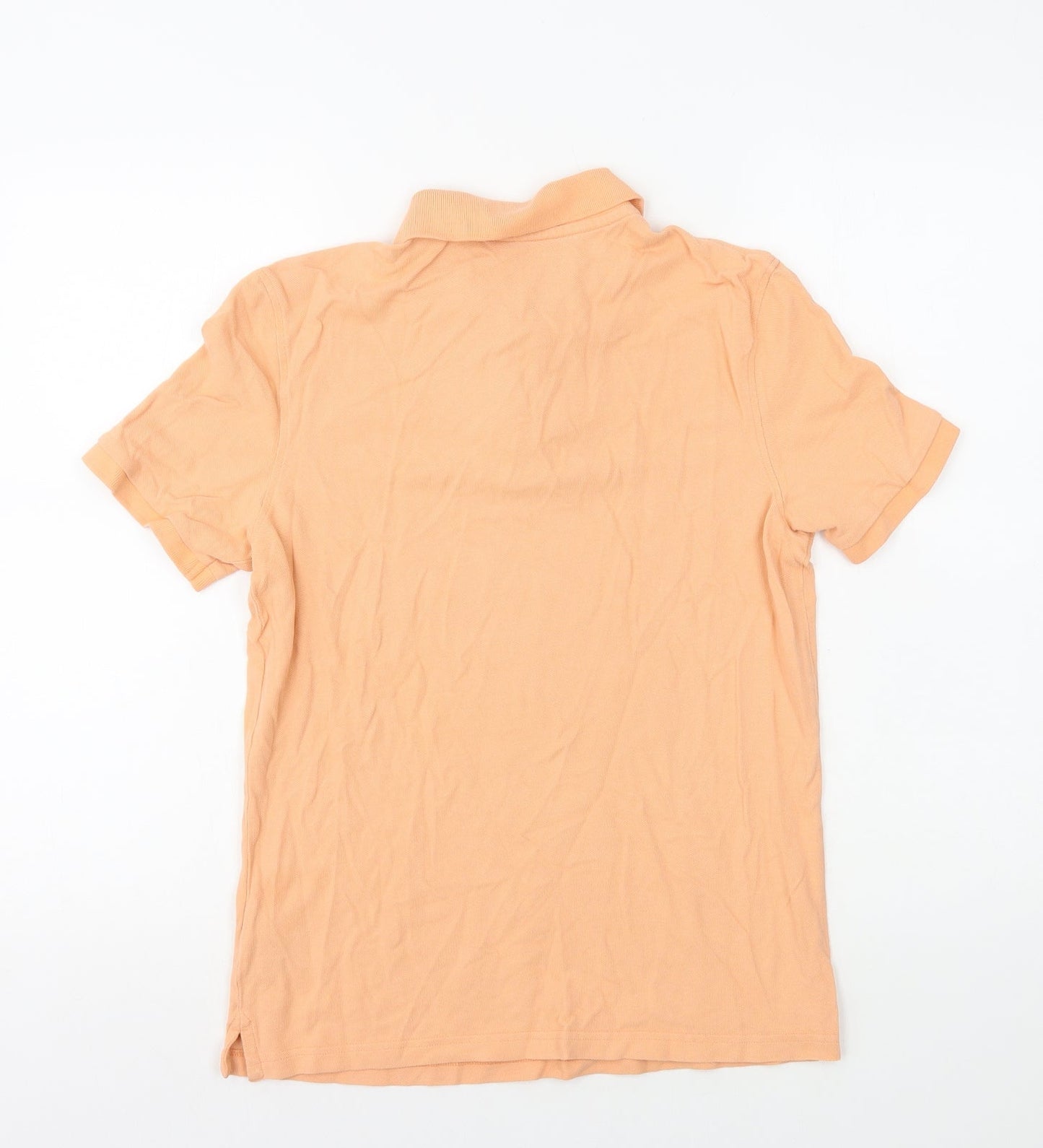 Marks and Spencer Mens Orange Cotton Polo Size S Collared Button