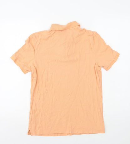 Marks and Spencer Mens Orange Cotton Polo Size S Collared Button