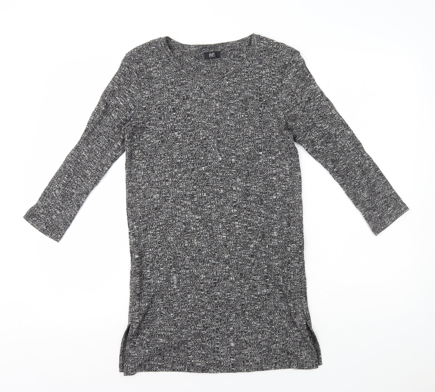 F&F Womens Grey Polyester Jumper Dress Size 6 Round Neck Pullover - Ribbed