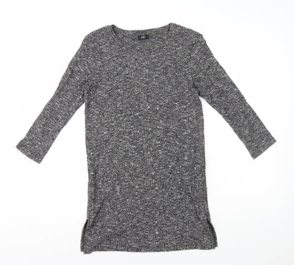 F&F Womens Grey Polyester Jumper Dress Size 6 Round Neck Pullover - Ribbed