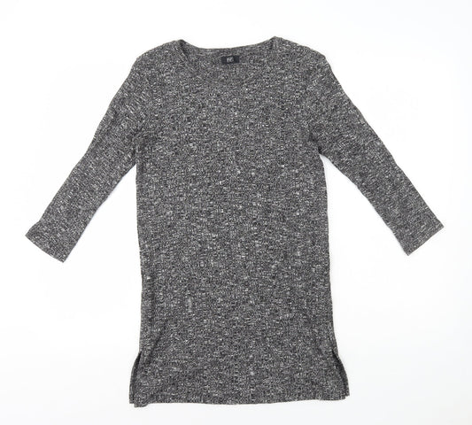 F&F Womens Grey Polyester Jumper Dress Size 6 Round Neck Pullover - Ribbed