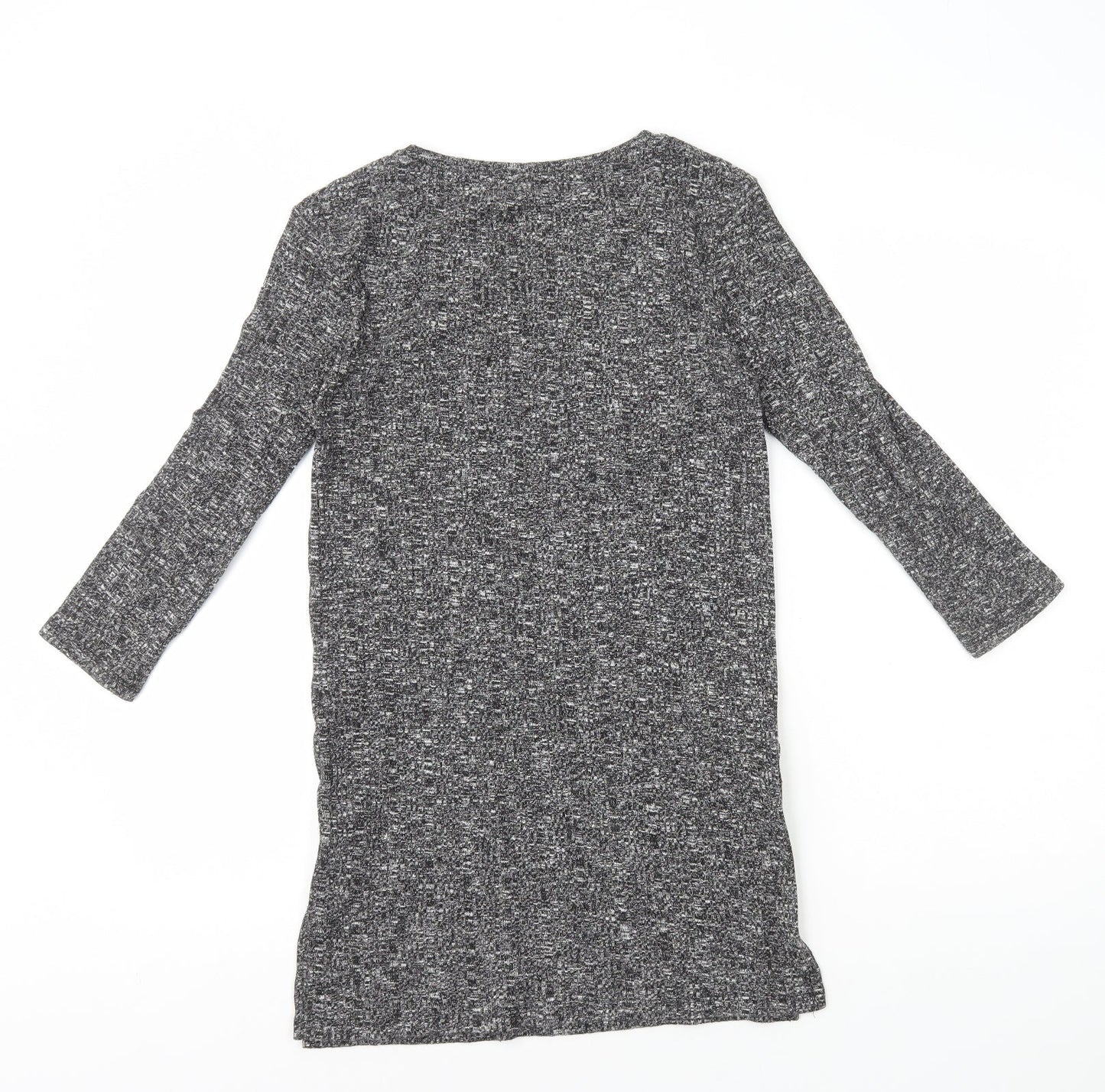 F&F Womens Grey Polyester Jumper Dress Size 6 Round Neck Pullover - Ribbed