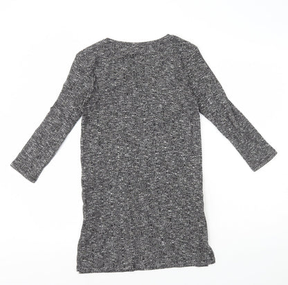 F&F Womens Grey Polyester Jumper Dress Size 6 Round Neck Pullover - Ribbed