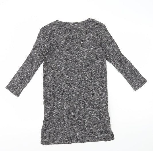 F&F Womens Grey Polyester Jumper Dress Size 6 Round Neck Pullover - Ribbed