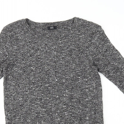 F&F Womens Grey Polyester Jumper Dress Size 6 Round Neck Pullover - Ribbed