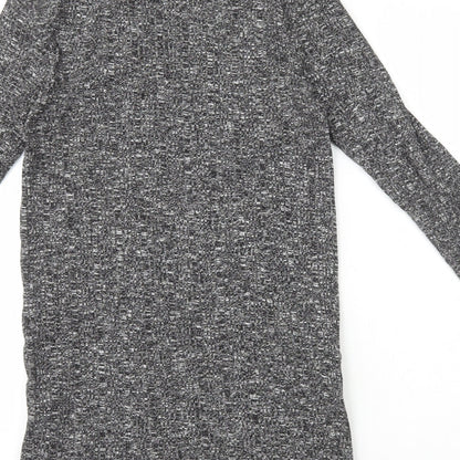 F&F Womens Grey Polyester Jumper Dress Size 6 Round Neck Pullover - Ribbed