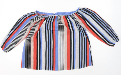 Papaya Womens Multicoloured Striped Polyester Basic Blouse Size 10 Off the Shoulder