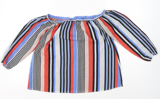 Papaya Womens Multicoloured Striped Polyester Basic Blouse Size 10 Off the Shoulder