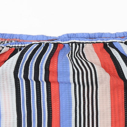 Papaya Womens Multicoloured Striped Polyester Basic Blouse Size 10 Off the Shoulder