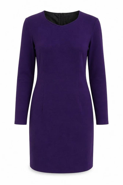 Classics Womens Purple Acrylic Bodycon Size 12 Scoop Neck Zip - Shoulder Pads
