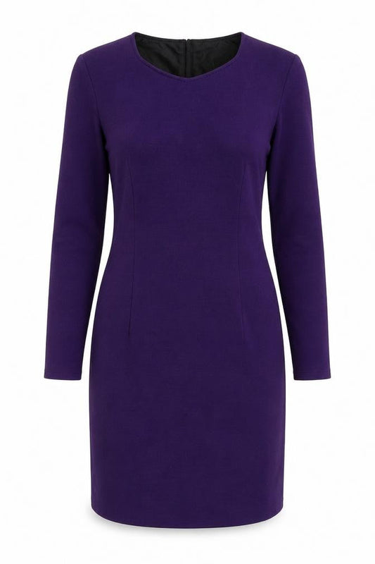 Classics Womens Purple Acrylic Bodycon Size 12 Scoop Neck Zip - Shoulder Pads