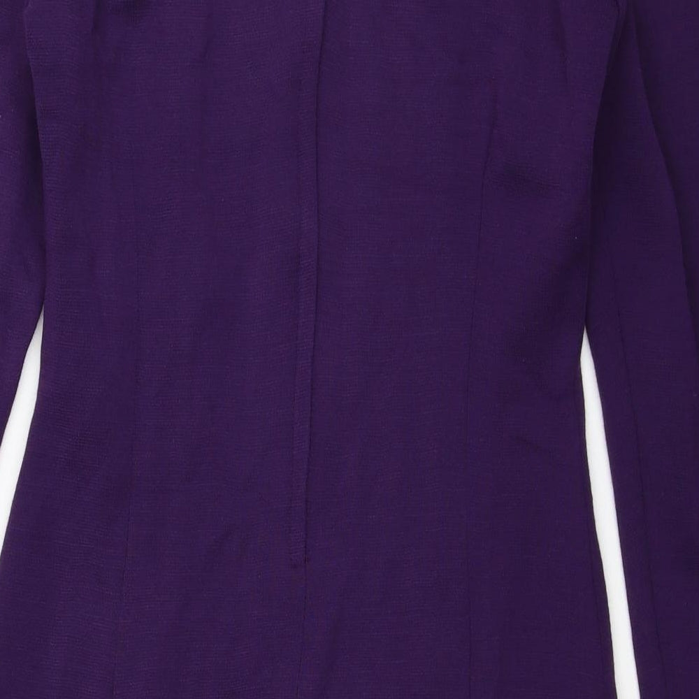 Classics Womens Purple Acrylic Bodycon Size 12 Scoop Neck Zip - Shoulder Pads