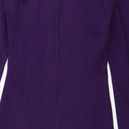 Classics Womens Purple Acrylic Bodycon Size 12 Scoop Neck Zip - Shoulder Pads