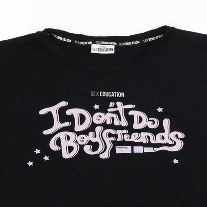 Netflix Womens Black Viscose Pullover Sweatshirt Size 18 Pullover - I Don't Do Boyfriends,Cropped