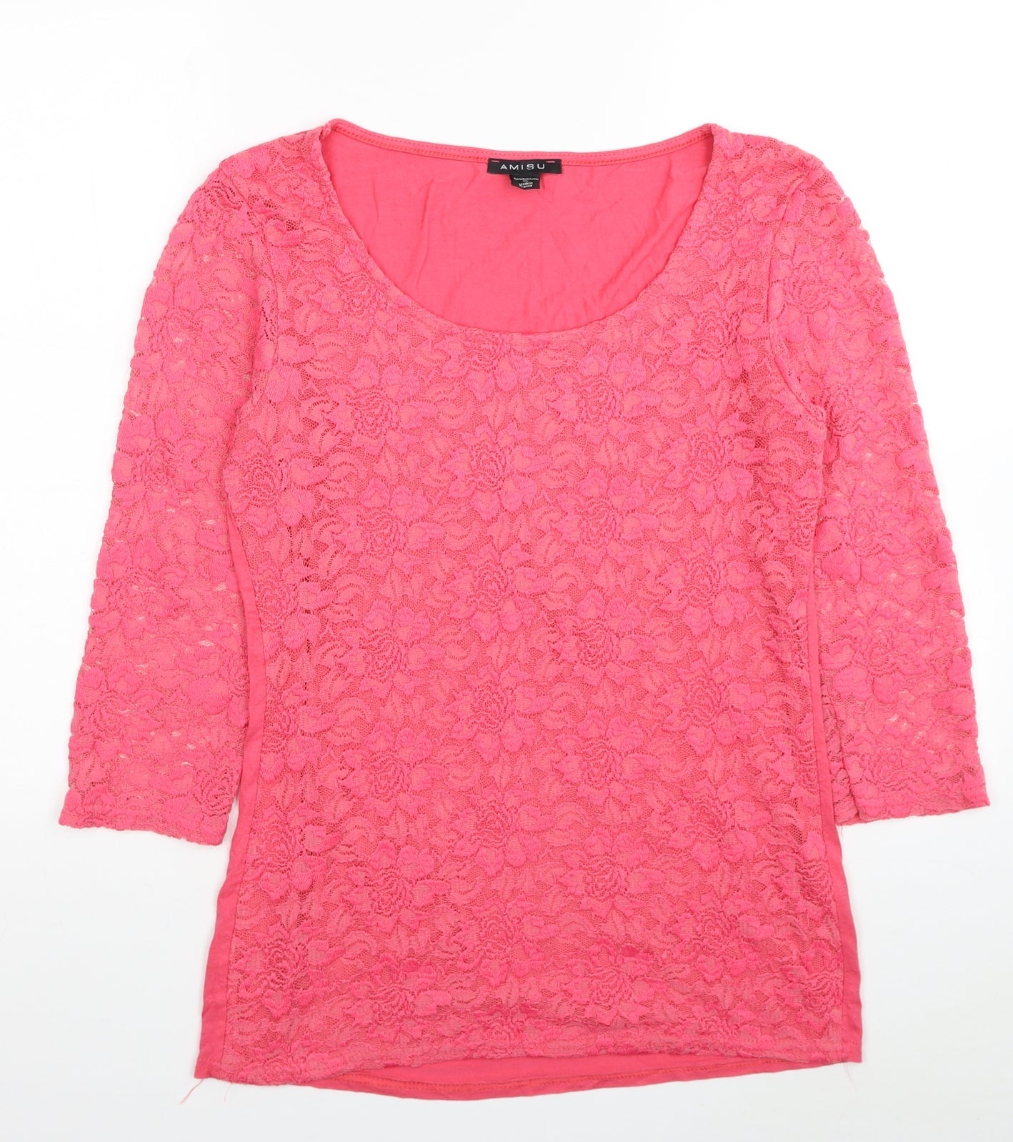 Womens UK Size XL Amisu Pink Basic Blouse