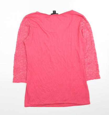 Womens UK Size XL Amisu Pink Basic Blouse