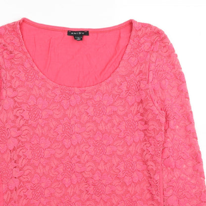 Womens UK Size XL Amisu Pink Basic Blouse