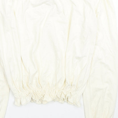 Bay Womens Ivory Viscose Cropped Blouse Size 8 Off the Shoulder