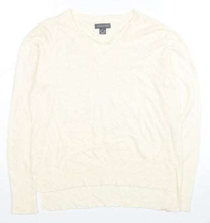 Primark Womens Ivory V-Neck Acrylic Pullover Jumper Size XS