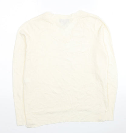 Primark Womens Ivory V-Neck Acrylic Pullover Jumper Size XS
