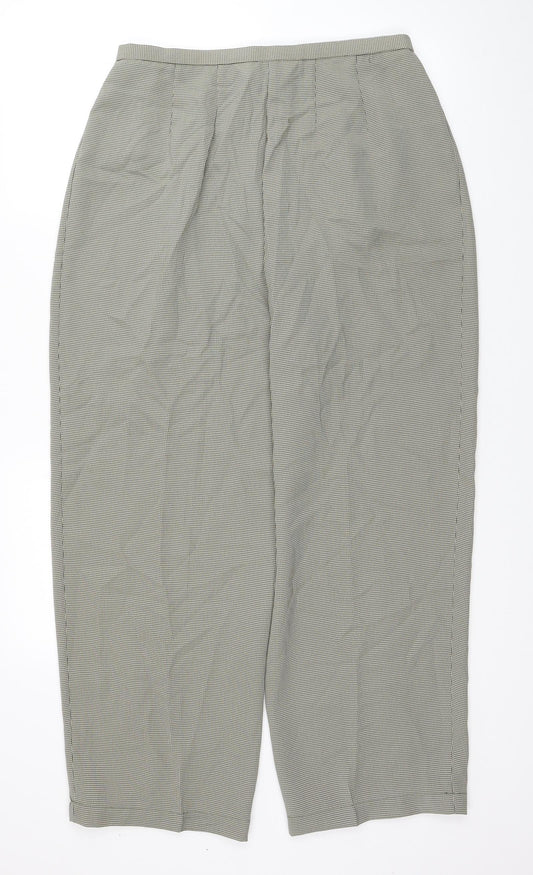 Marks and Spencer Womens Beige Herringbone Polyester Trousers Size 16 L27 in Regular Zip