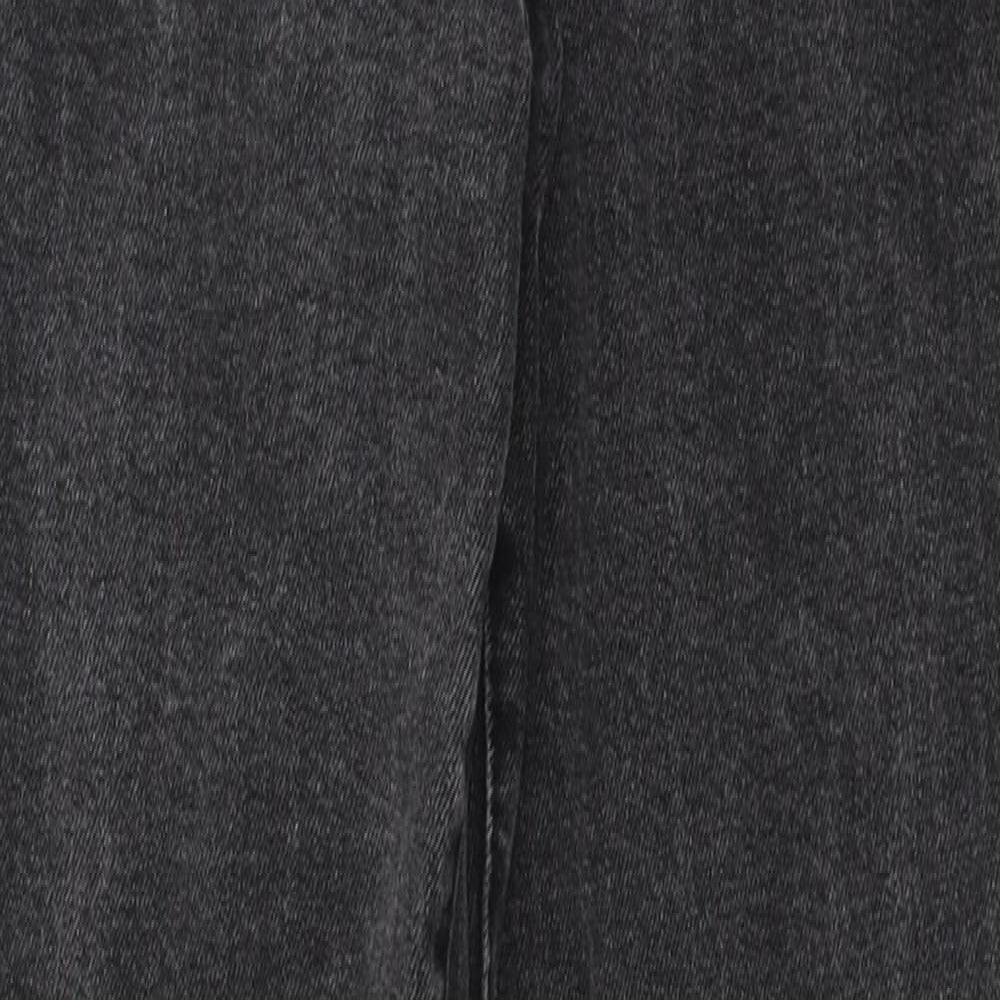 Pull&Bear Womens Grey Cotton Straight Jeans Size 8 L26 in Regular Zip - Distressed hem