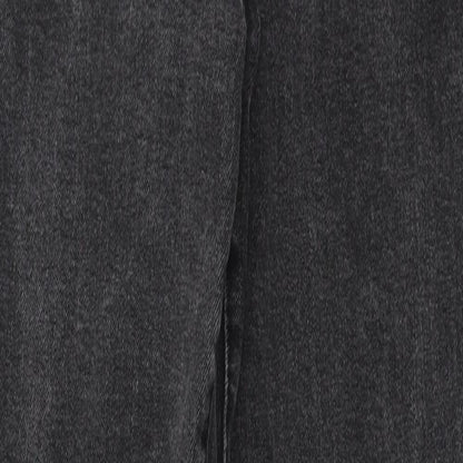 Pull&Bear Womens Grey Cotton Straight Jeans Size 8 L26 in Regular Zip - Distressed hem