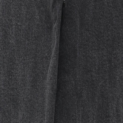 Pull&Bear Womens Grey Cotton Straight Jeans Size 8 L26 in Regular Zip - Distressed hem
