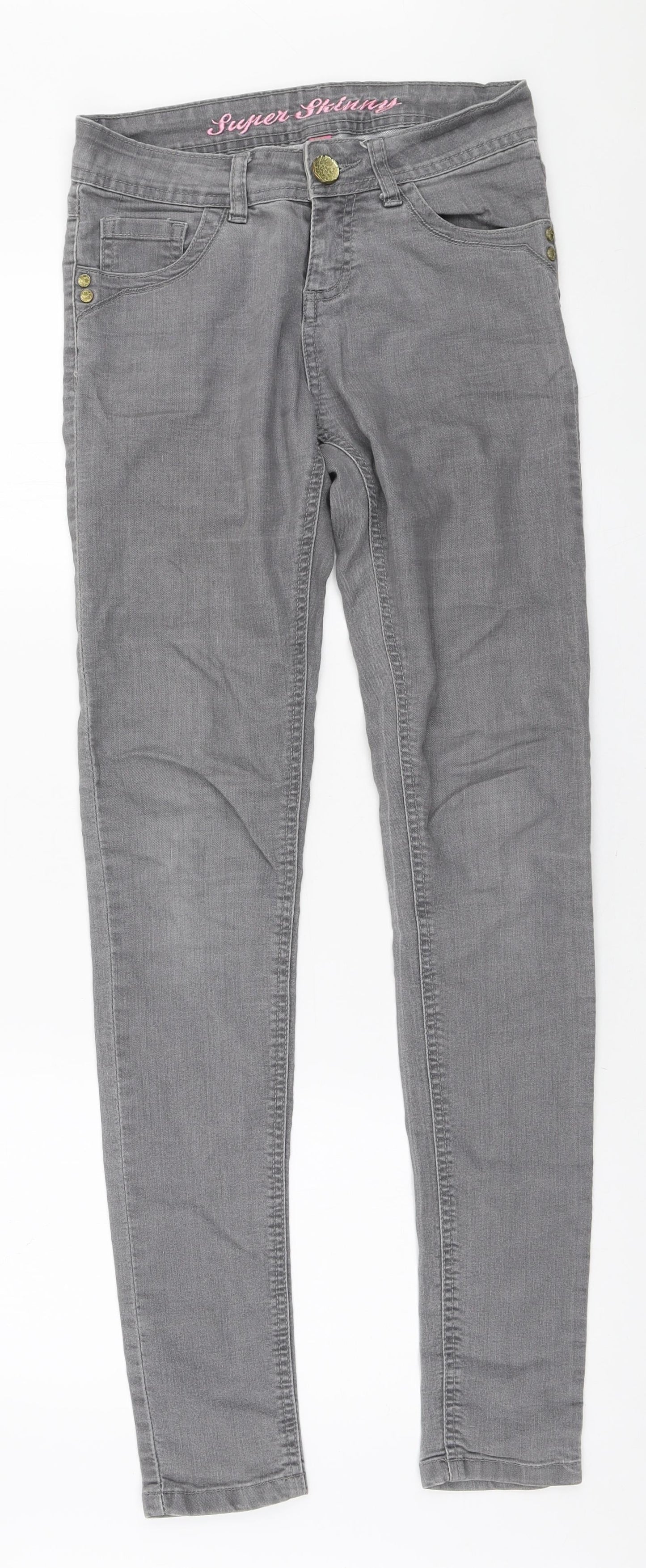 Denim & Co. Womens Grey Cotton Skinny Jeans Size 8 L31 in Regular Zip