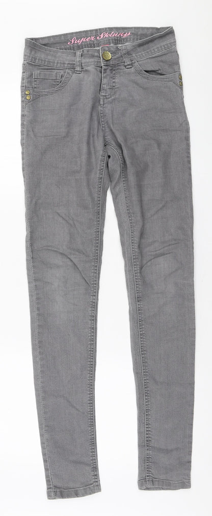 Denim & Co. Womens Grey Cotton Skinny Jeans Size 8 L31 in Regular Zip