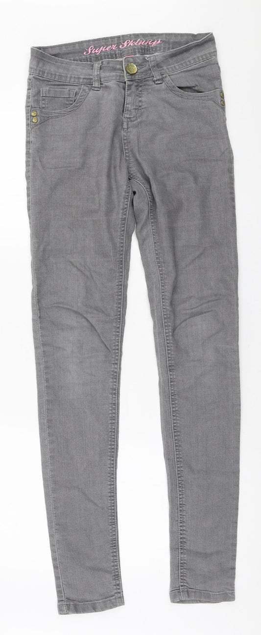 Denim & Co. Womens Grey Cotton Skinny Jeans Size 8 L31 in Regular Zip