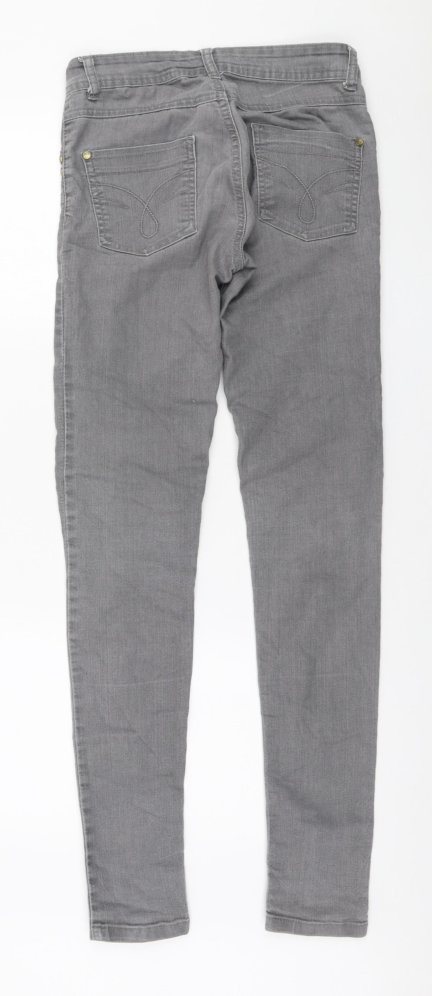 Denim & Co. Womens Grey Cotton Skinny Jeans Size 8 L31 in Regular Zip