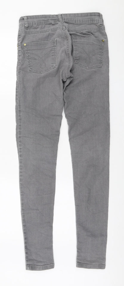 Denim & Co. Womens Grey Cotton Skinny Jeans Size 8 L31 in Regular Zip